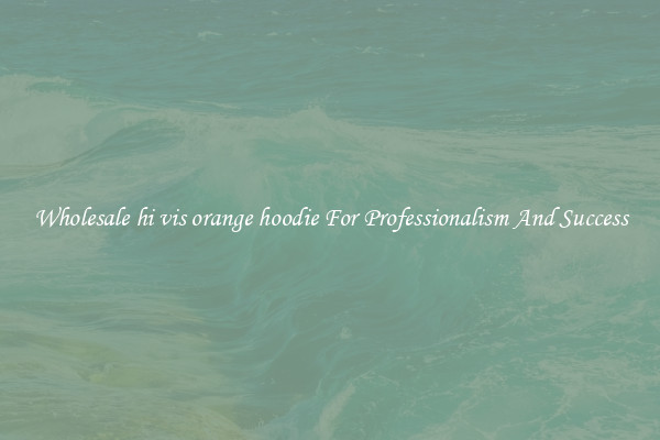 Wholesale hi vis orange hoodie For Professionalism And Success